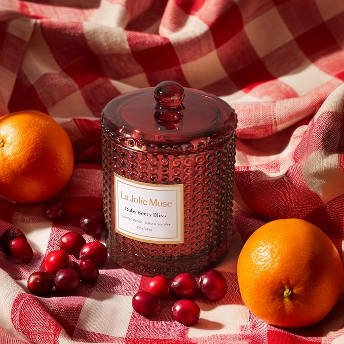 LA JOLIE MUSE Ruby Berry Bliss Scented Candle – Mandarin, Cranberry & Plum| - Image 3