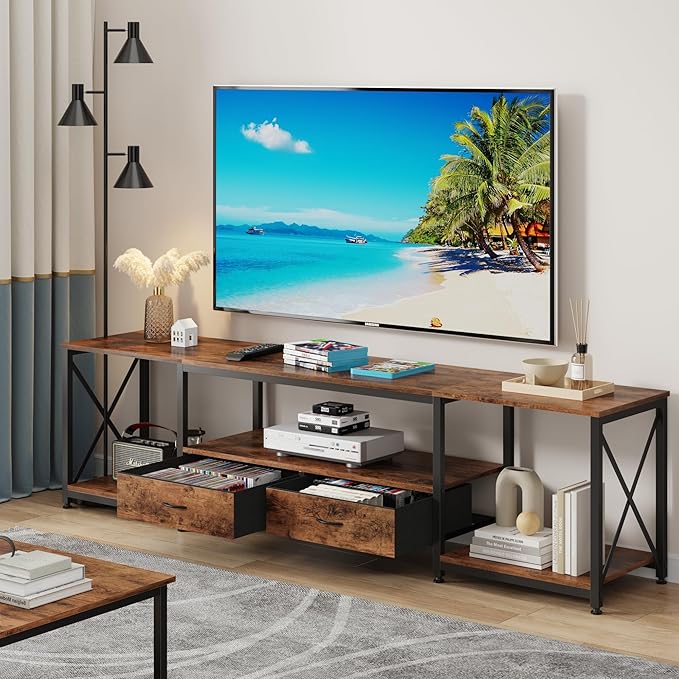 TV Stand with Fabric Drawers for 80 85 Inches TV - Image 6
