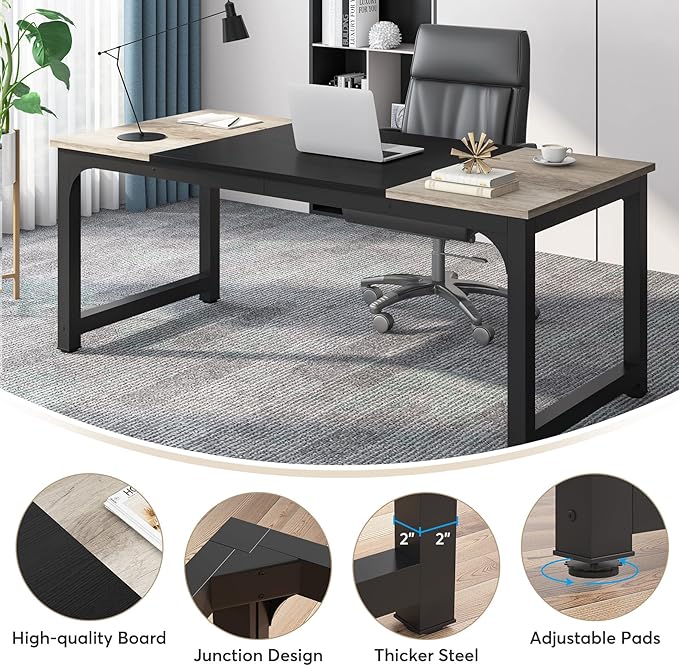Tribesigns 70.8”Executive Desk, Large Office Computer Desk - Image 6