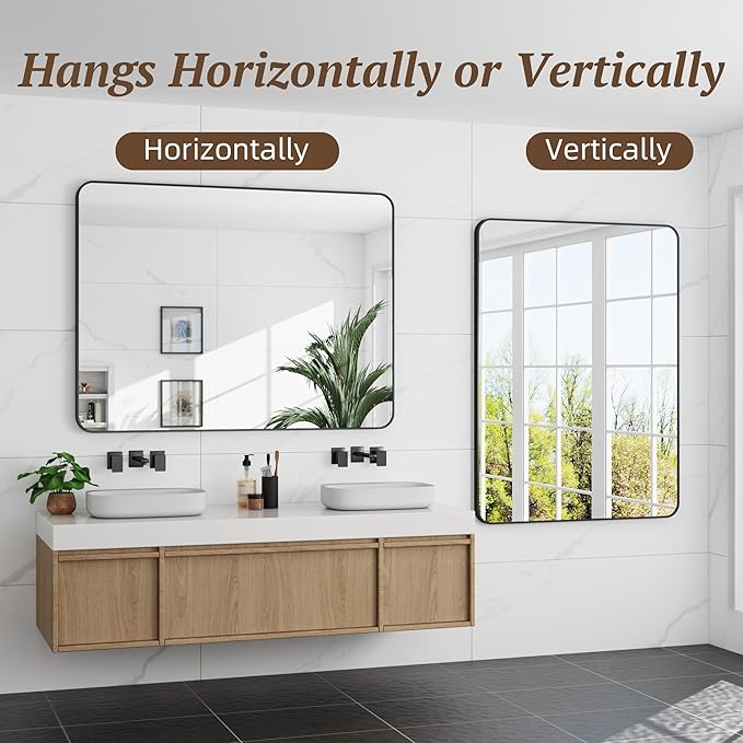 Bathroom Mirror 48" x 36", Large Rectangle Wall Mirror, Entryway Decor - Image 6