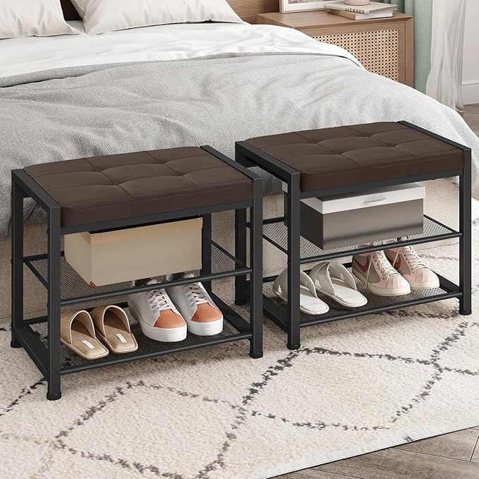 HOOBRO Small Shoe Bench, 3-Tier Shoe Rack, Shoe Storage Bench - Image 5