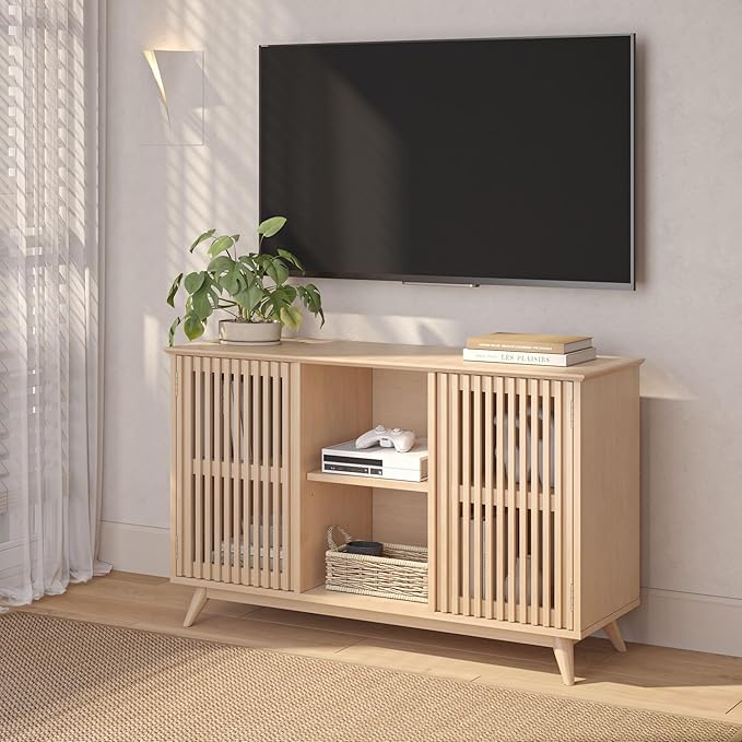 Plank+Beam Mid-Century Modern Wood TV Stand, Solid Wood Entertainment Console - Image 9