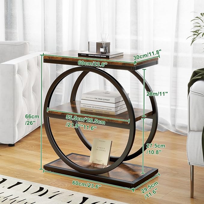 IBUYKE Narrow End Table with 3 Storage Shelves, Industrial Sofa Side Table - Image 3