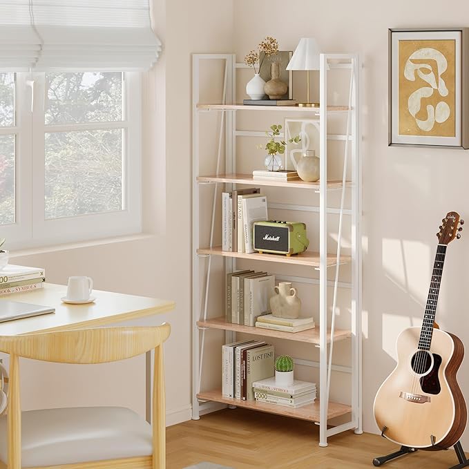 BHG Vintage Multifunctional Folding Bookshelf, No-Assembly Plant Stand Storage - Image 2