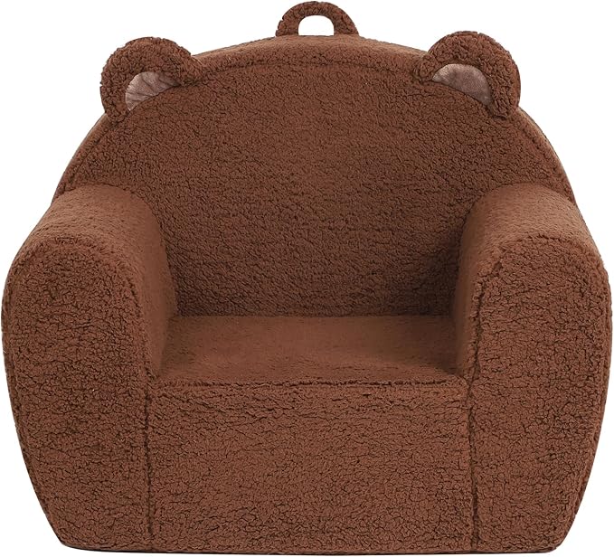 Comfy Toddler Chair, Cuddly Sherpa Teddy Bear Kids Sofa, High Back Kids Reading - Image 7