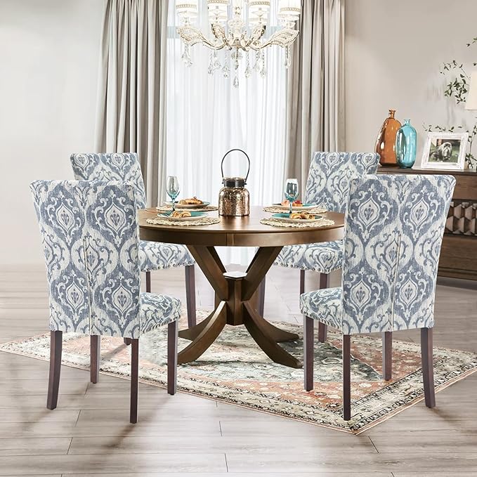 Parsons Dining Chairs Set of 2, Upholstered Nailhead Dining Room Kitchen Side - Image 2