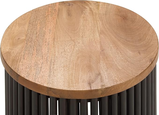 SIMPLIHOME Demy 18-inch Wide Metal and Solid Mango Accent Table in Natural/Black - Image 10