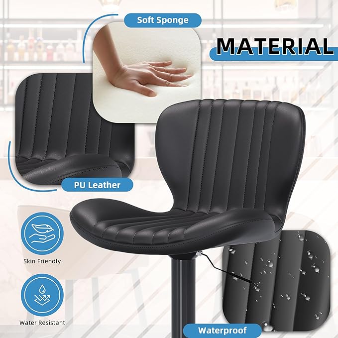 Shintenchi Bar Stools Set of 6 Modern Swivel Bar Chairs, Counter Height Faux - Image 8