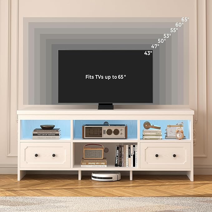 IRONCK TV Stand for 65 Inch TV, Power Outlets and Open Shelf, Media Console TV - Image 3