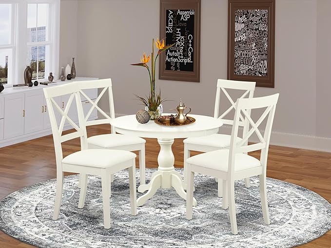 East West Furniture HBBO5-LWH-C 5 Piece Modern Dining Table Set Includes a - Image 2