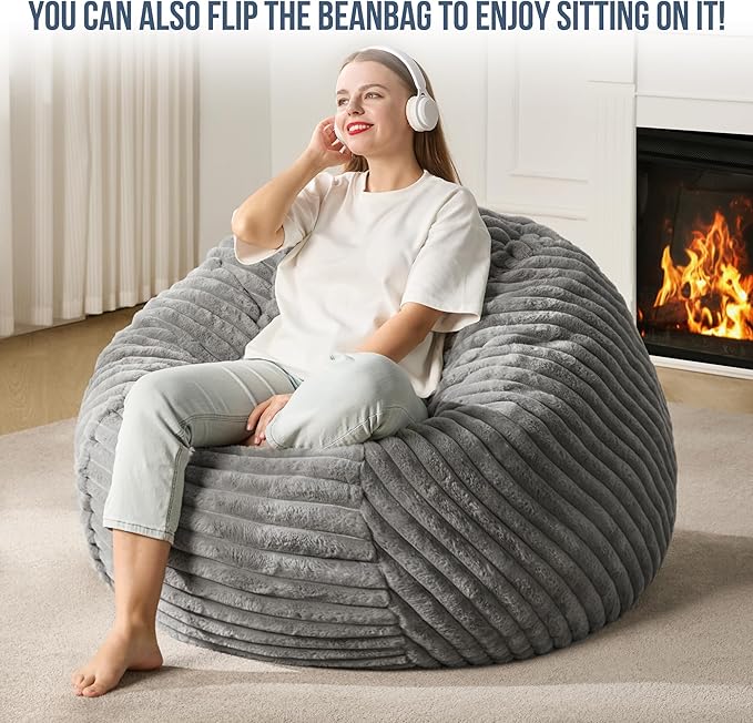 Hobestluk 4ft Bean Bag Chairs for Adults Large Beanbag Chair - Image 3