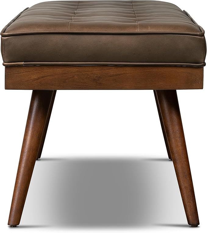POLY & BARK Napa Luca Leather Bench in Cocoa Brown - Image 4