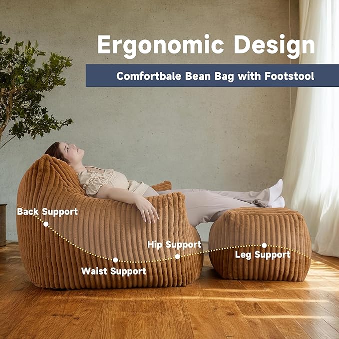 Giant Bean Bag Chairs for Adults, Oversized Chaise Lounge Chair Indoor - Image 5