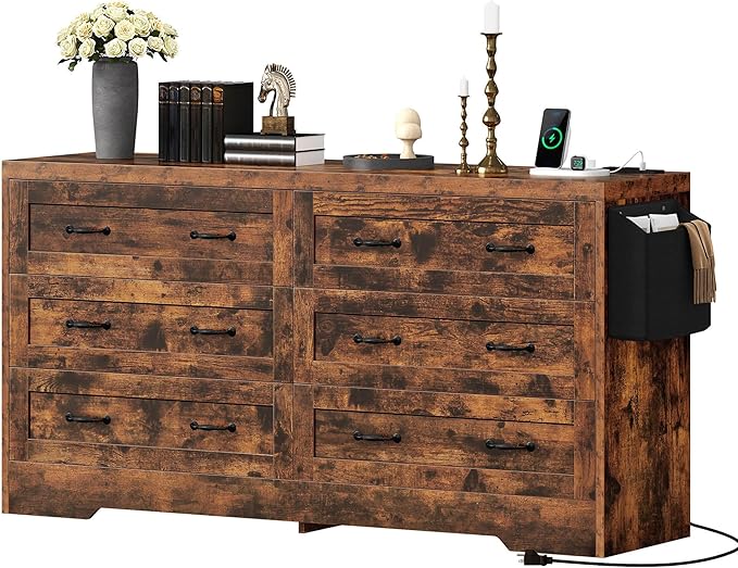 YITAHOME Rustic Brown Drawers TV Stand - Image 4