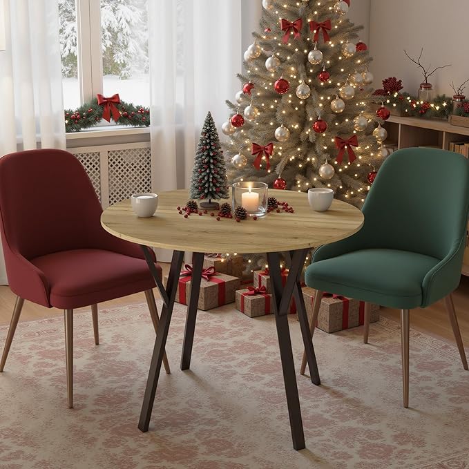 35" Round Dining Table for 4, Modern Small Circle Dinner Table Farmhouse Round - Image 7