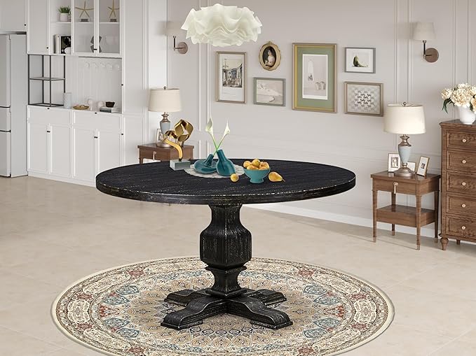 I53-11-TP Wooden Table with Acacia Wood Round Tabletop and Stylish Pedestal Base - Image 2