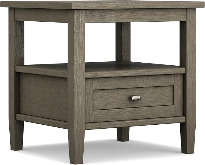 SIMPLIHOME Warm Shaker SOLID WOOD 20 inch Wide Rectangle Transitional End Side by SimpliHome
