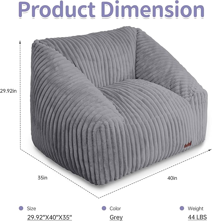 HABUTWAY Bean Bag Chair, Giant Bean Bag Chairs - Image 2