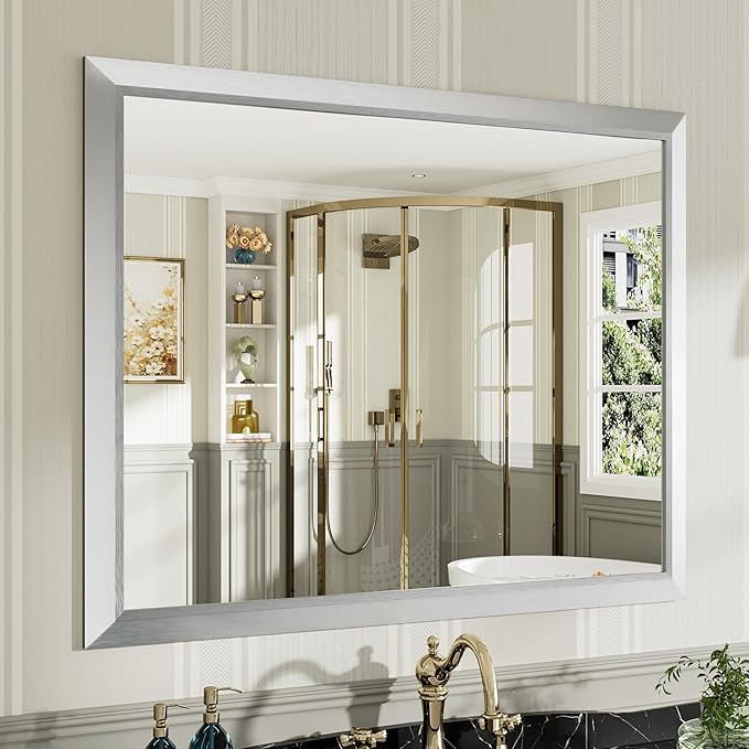 40x32 Inch Silver Bathroom Mirror by Briivuemodernmirrors