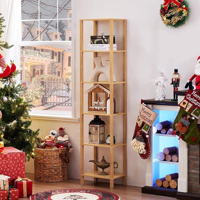 66in Tall Bookshelf 6-Tier Small Narrow Bookcase, Skinny Book Shelf - Image 3