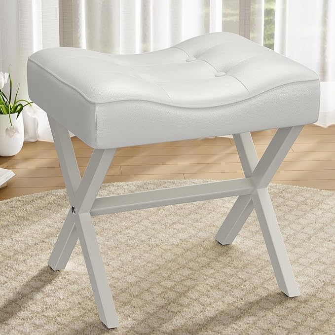 18-Inch Large Leather Vanity Stool, Vanity Chair - Image 9