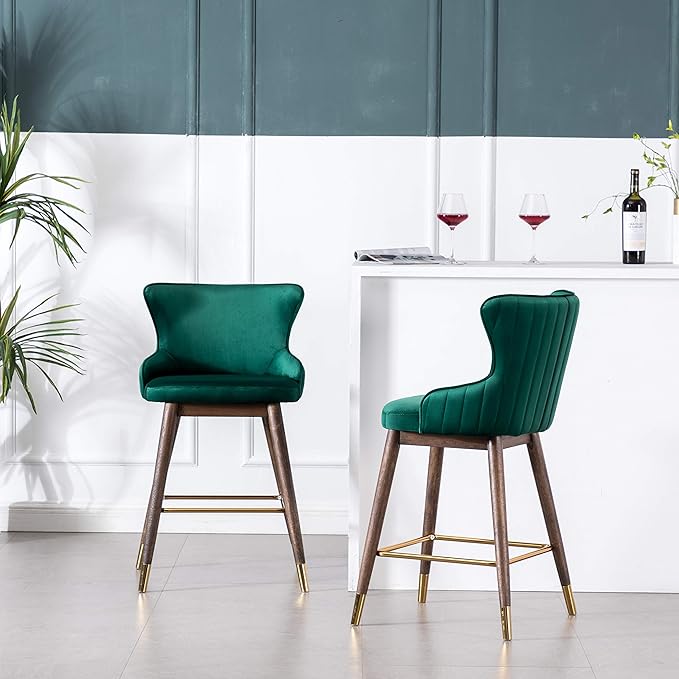 Roundhill Furniture Leland Fabric Upholstered Counter Height Wingback Stools - Image 6