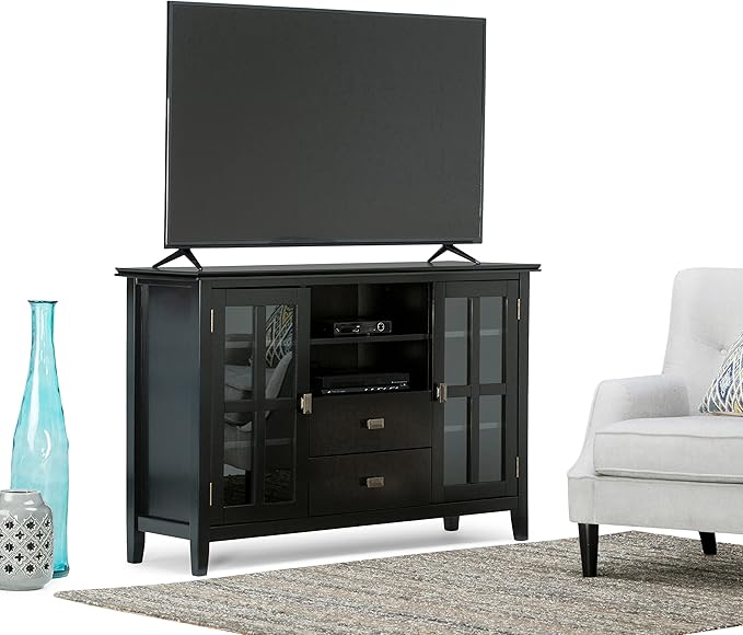 SIMPLIHOME Artisan SOLID WOOD 53 Inch Wide Transitional TV Media Stand in Black - Image 11