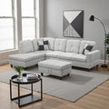 L Shaped Couch Modern Sectional Couch Upholstered Flannel Fabric 3 Pieces Sofas by LynginsCreativeLife