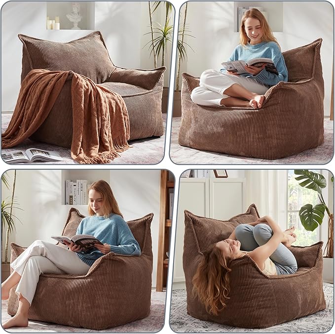 Giant Bean Bag Chair Sofa for Adults Teens, Comfy Corduroy Large Bean Bag Chairs - Image 3