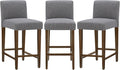 CHITA Counter Height Bar Stools Set of 3, Fabric in Fog Grey by CHITALIVING
