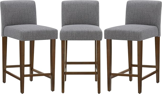 CHITA Counter Height Bar Stools Set of 3, Fabric in Fog Grey by CHITALIVING