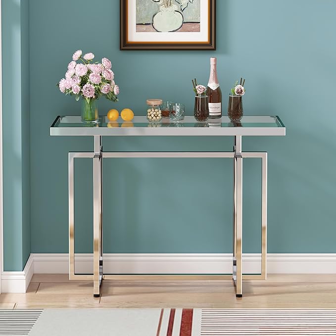 ASYA Glass Console Table for Entryway, Modern Entryway Table - Image 4