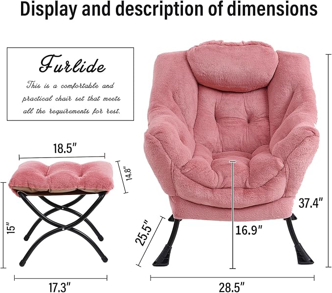 Lazy Chair with Ottoman, Modern Chair with Folding Footrest, Lounge Accent Chair - Image 3