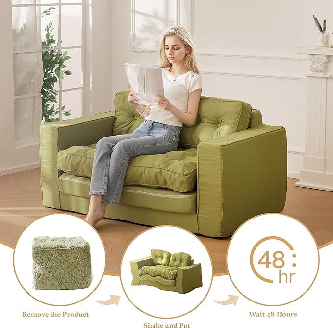 YOSHOOT Loveseat Sleeper Sofa, 3-in-1 Pull Out Floor Couch - Image 6