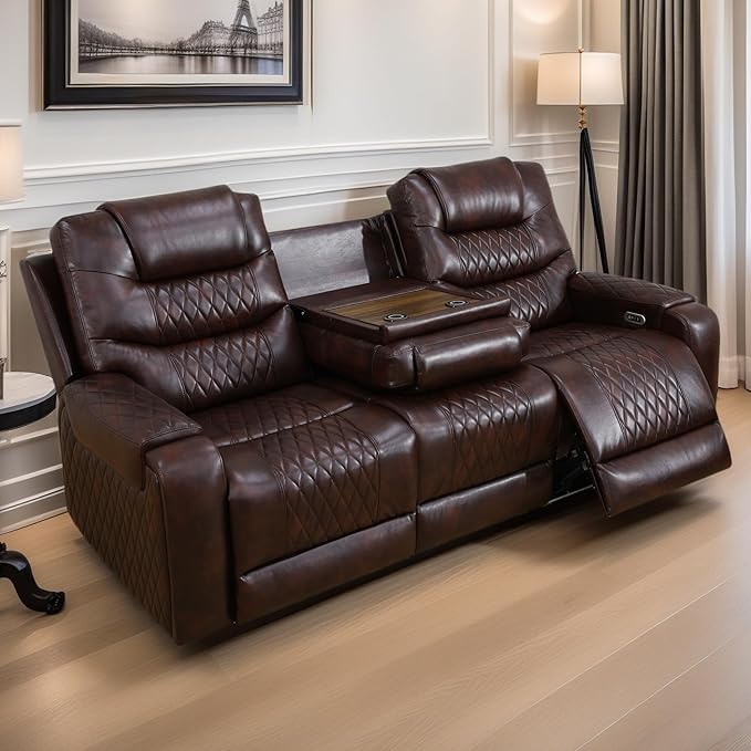 Loveseat Recliner Sofa, Reclining Loveseat Leather Couch - Image 3