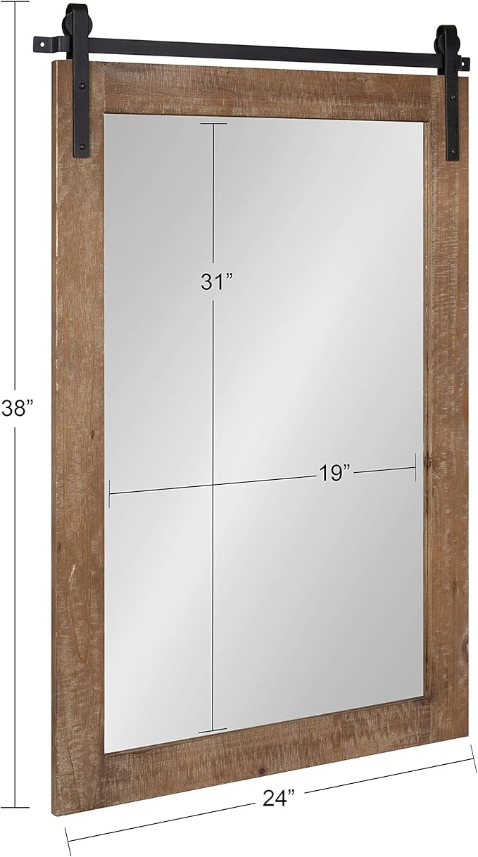 Kate and Laurel Cates Farmhouse Wood Framed Wall Mirror, 24 x 38, Rustic Brown - Image 6
