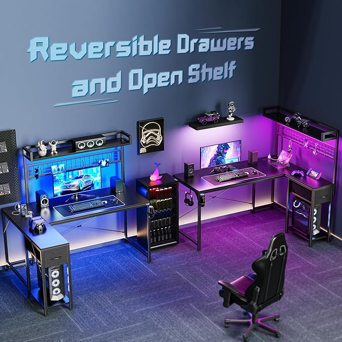 PRAISUN L Shaped Gaming Desk - Image 3
