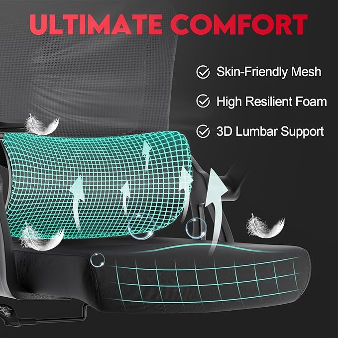 Big and Tall Ergonomic Office Chair，400LB Comfy Desk Chairs - Image 4