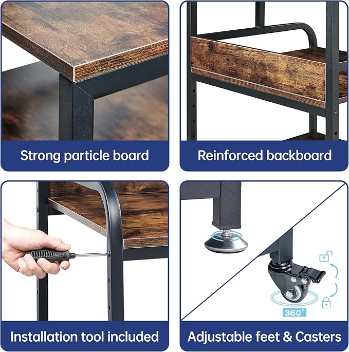 23.6" Deep Extra Large Printer Stand, 3 Tier Printer Table - Image 8