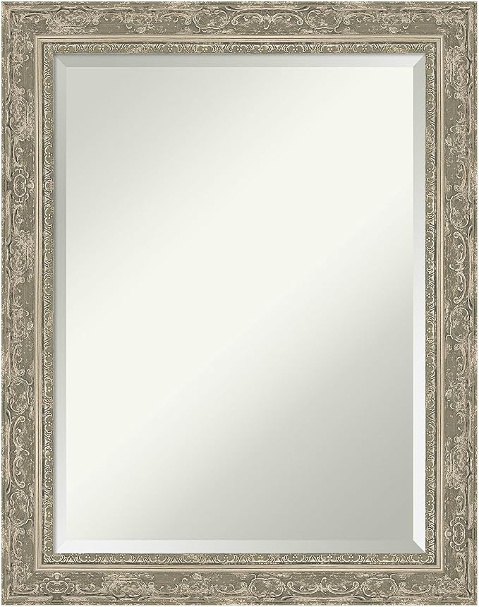 Amanti Art Bathroom Mirror for Over Sink, 29x23 Filigree Silver Rectangle by AmantiArt