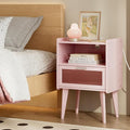 Nightstand with Charging Station, Bedside Tables Pink End Table Side Table with by MMEOLUOOK