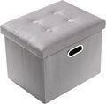 PRANDOM Ottoman with Storage Velvet Folding Small Square Foot Stool with Lid by Prandom