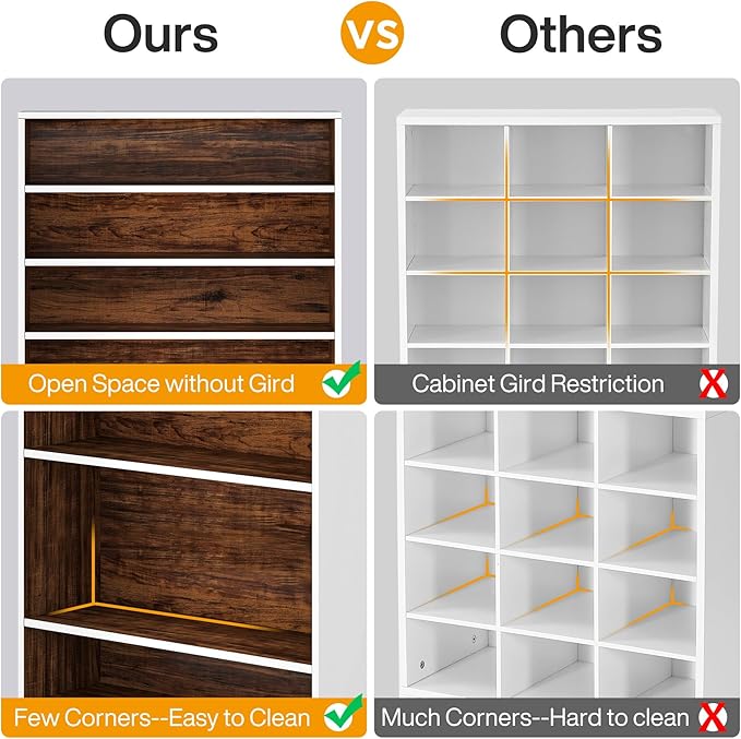 Tribesigns Tall Shoe Cabinet, 9 Tiers 40-45 Pairs Heavy Duty Wood Freestanding - Image 6