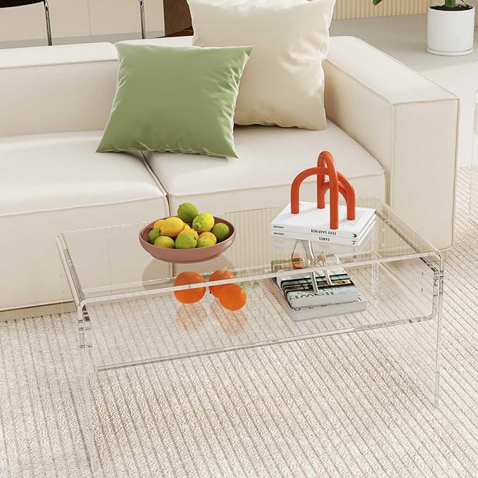32inch Premium Clear Acrylic Rectangle Coffee Table - Image 5