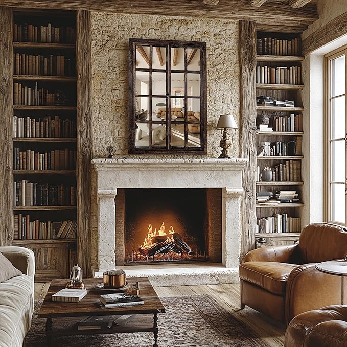Wall Mirror with Window Design, Decorative Vintage Mirror - Image 4
