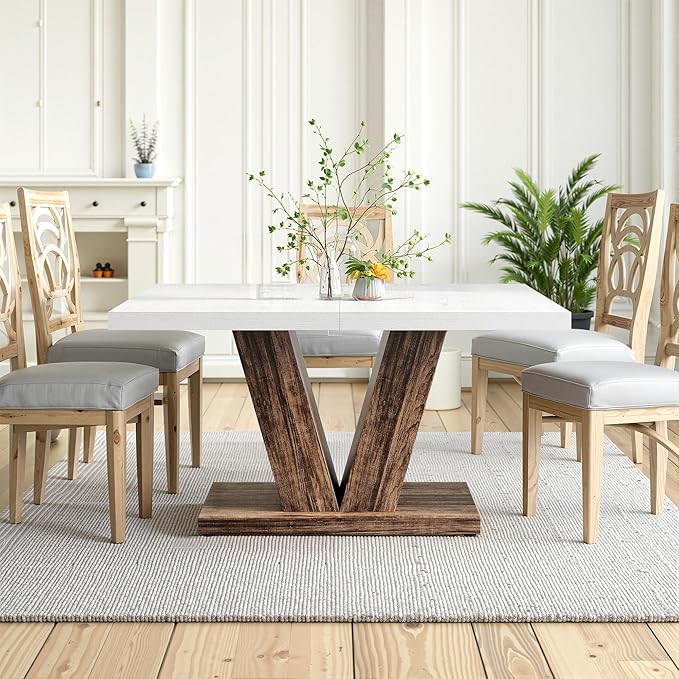47" Dining Table, Wooden Kitchen Dinner Table Heavy Duty, Farmhouse Table - Image 6
