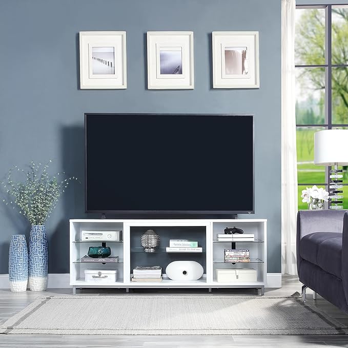 Manhattan Comfort Brighton 60" TV 7 Shelves, Tempered Glass Dividers and Media - Image 2