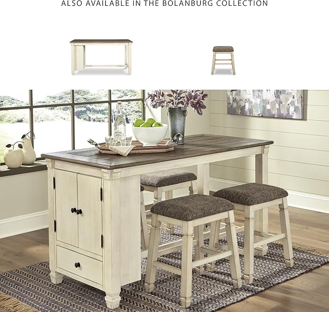 Signature Design by Ashley Bolanburg Farmhouse 24" Counter Height Upholstered - Image 6