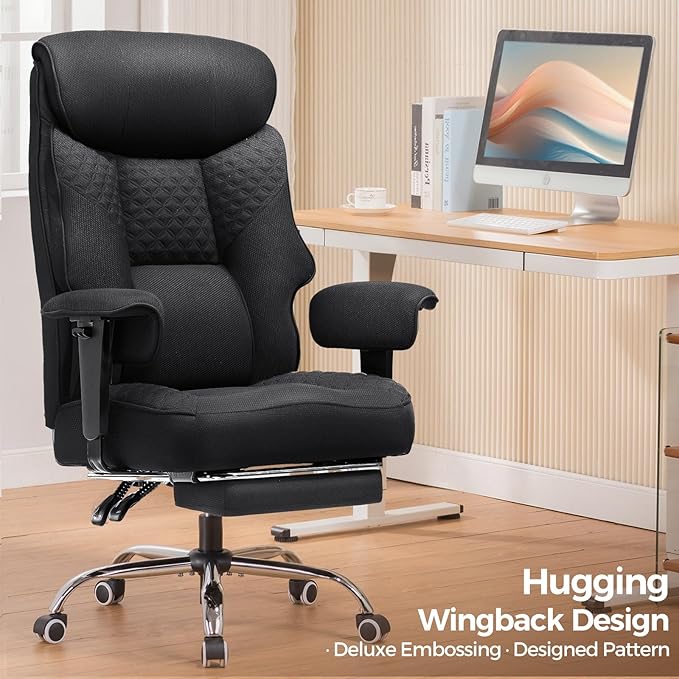 GTRACING Big and Tall Office Chair 400LBS Wide Ergonomic Fabric Deluxe - Image 3