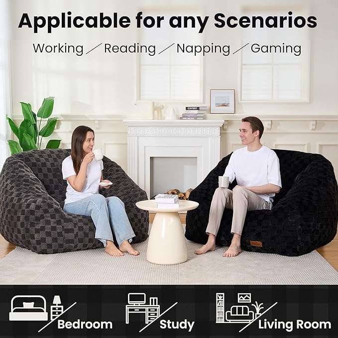 Bean Bag Chairs for Adults, Giant Beanbag Sofa Comfy Reading Chair, Oversized - Image 3